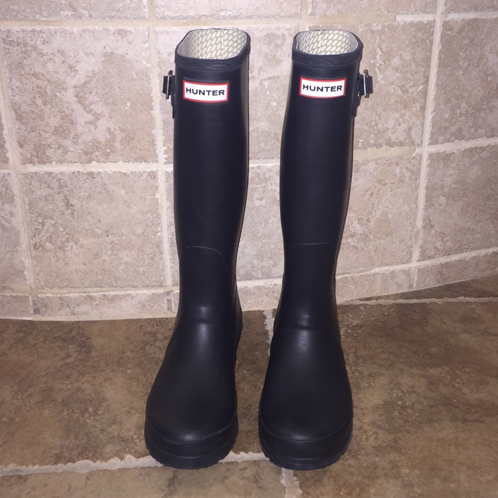 Hunter tall black boots